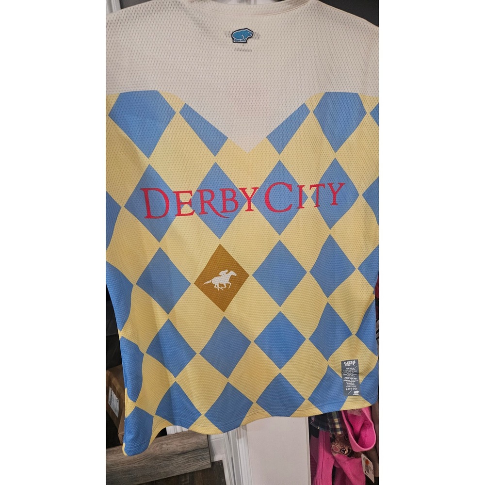 Karhu Derby City Louisville Sisu Running Shirt Mens Large Argyle Fleet Feet Blue